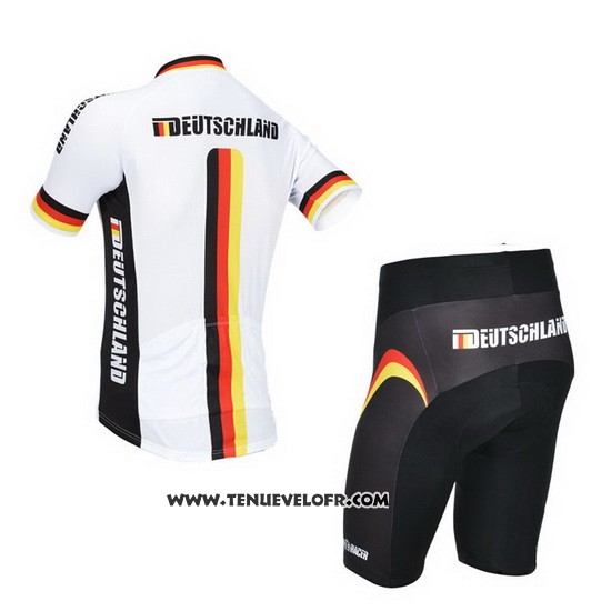 2013 Maillot Ciclismo Allemagne Blanc et Noir Manches Courtes et Cuissard